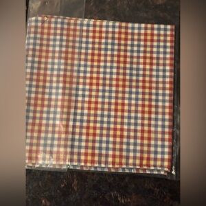 New Everlane Red and Blue Gingham Cotton Pocket Square 13x13 Preppy Casual